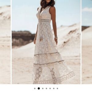 Elegant White Lace Maxi Dress